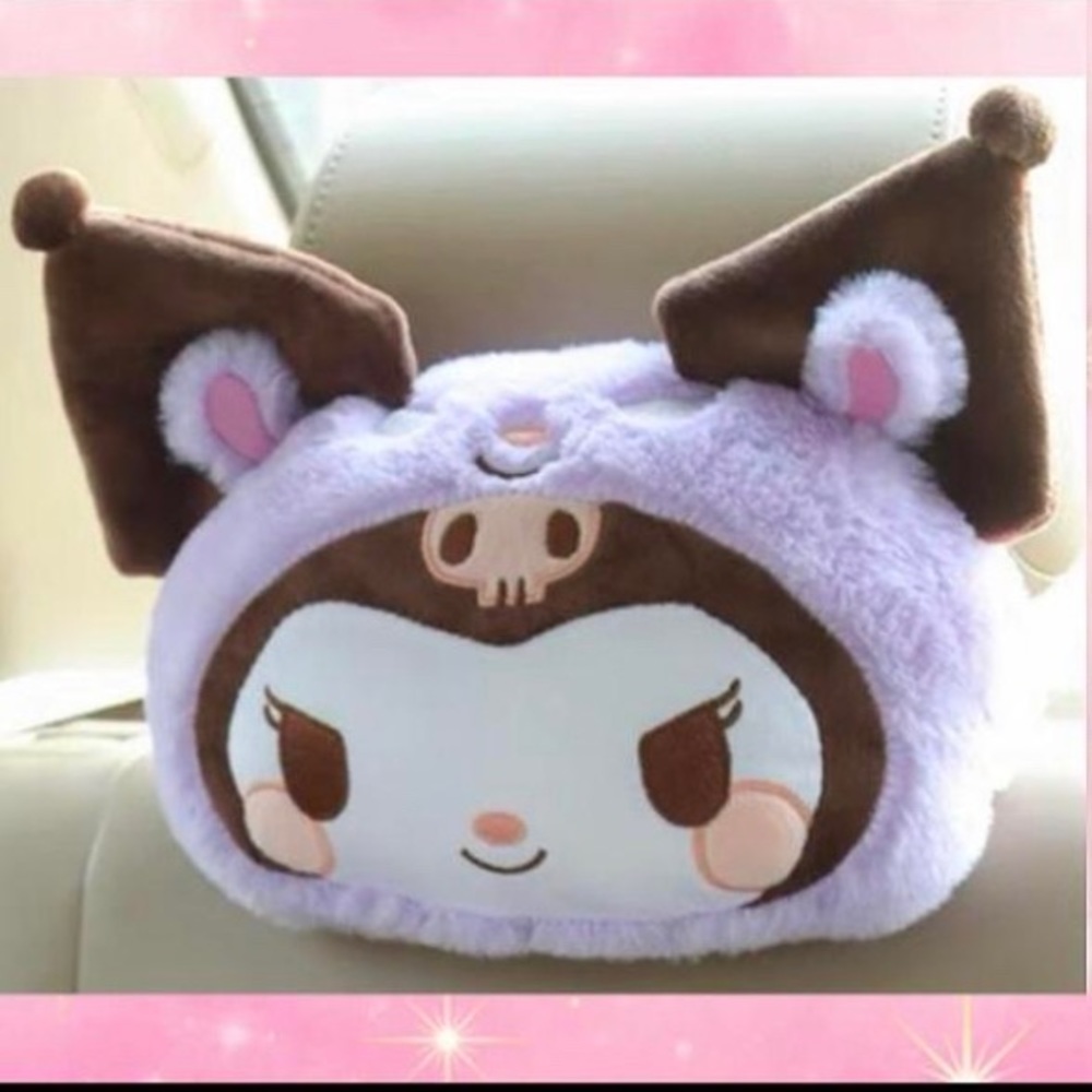 Purple Kuromi x Rabbit Car Headrest Pillow